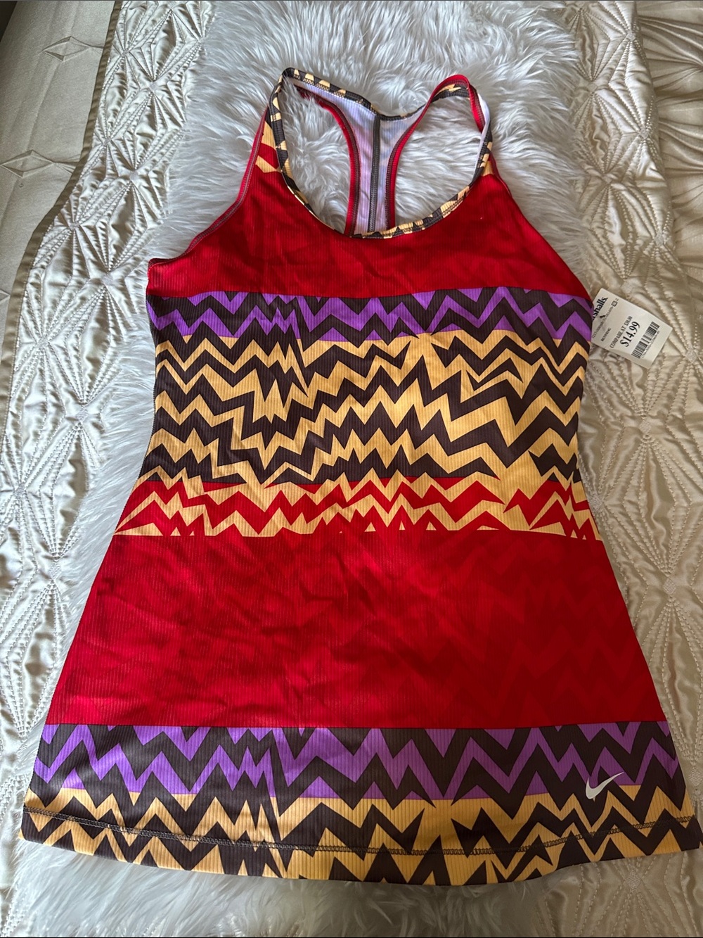 Nike Women's Red Zigzag Racerback Tank with Purple & Gold Accents